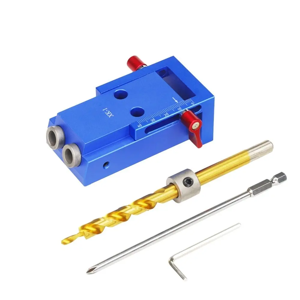 

Pocket Oblique Hole Jig Kit System Aluminium Alloy for Wood Working Punch Locator with 9.5mm Puncher Woodworking Tool Set