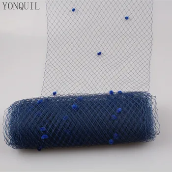 

5Yards/lot Navy Birdcage Veils with Dot 45CM For Women Fascinator Veiling Headpiece Netting Millinery accessories Bridal Veils