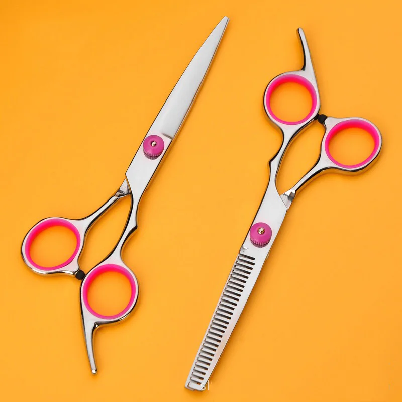 Brainbow 6 inch Cutting Scissors Styling Tool Hair Scissors Stainless Steel Salon Hairdressing Shears Regular Flat Teeth Blades