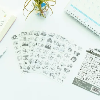 

6pcs Cute black white crazy rabbit pvc Transparent Organizer Calendar Diary Book Planner Sticker Scrapbook Decoration papeleria
