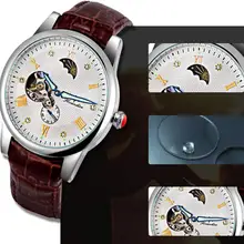 2016 Горячие Продажа 1 ШТ. мужская Мода PU Кожаный Ремешок Скелет Механические Наручные Часы Часы красивый ИЮНЯ 8