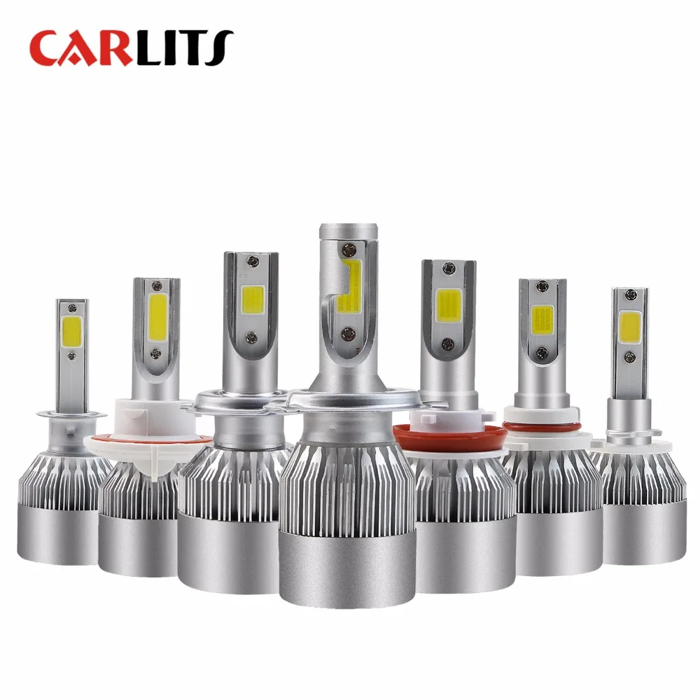 

CARLITS 2PCS H7 H4 LED H1 H11 H8 H9 H3 9005 9006 HB2 HB3 Car Headlight Automobile Lamp Bulb Super Bright Led Light 72W 6000K