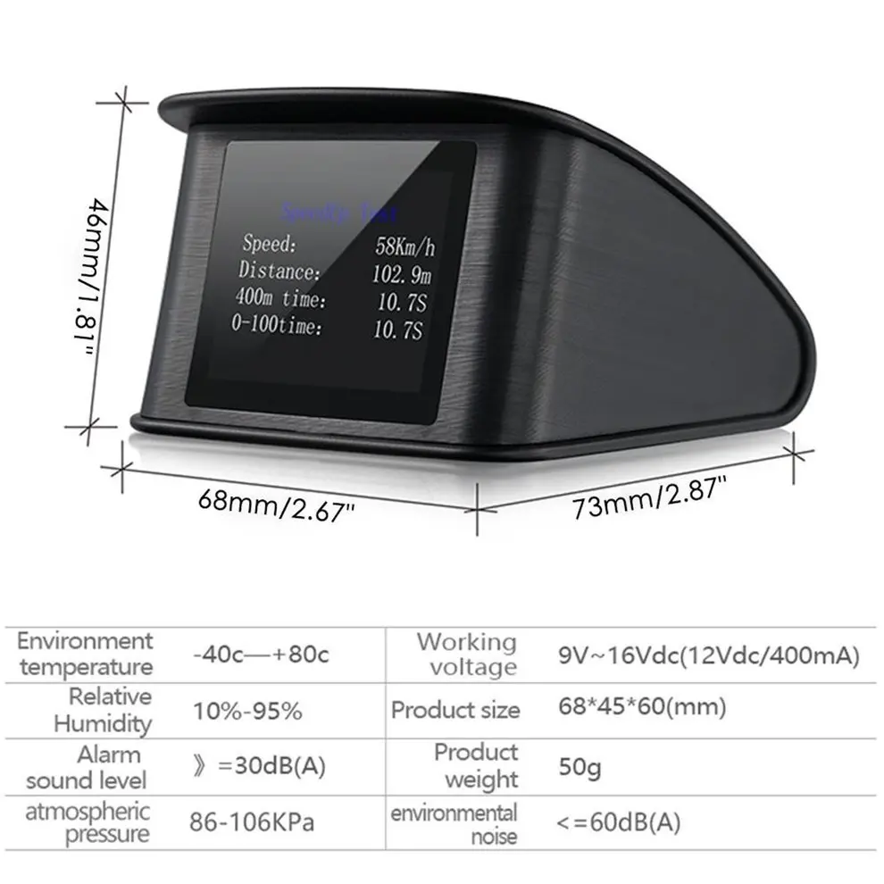 

P10 Car HUD Head Up Display Smart Digital Speedometer LCD Display OBD 2 Scanner Diagnostic Tool Speed Alarm