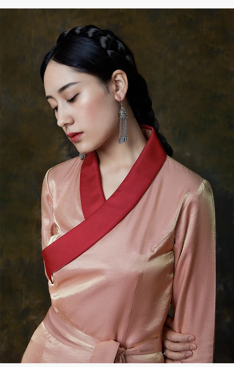 Парча, хлопок, шелк, атлас, тибетское платье, женское повседневное тибетское платье, Женская Китайская Этническая Одежда