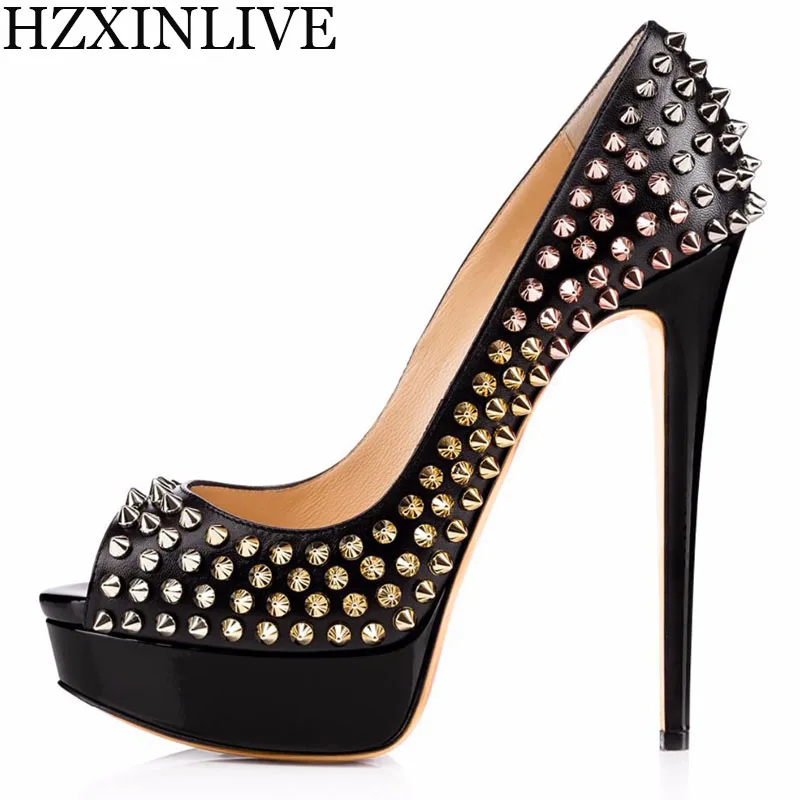 

GGOB Luxury Handmade Pearl Wedding Shoes Women Bridal 10.5cm rivet Sheepskin Lining High Heel Pumps Designer Ladies Shoes 2018