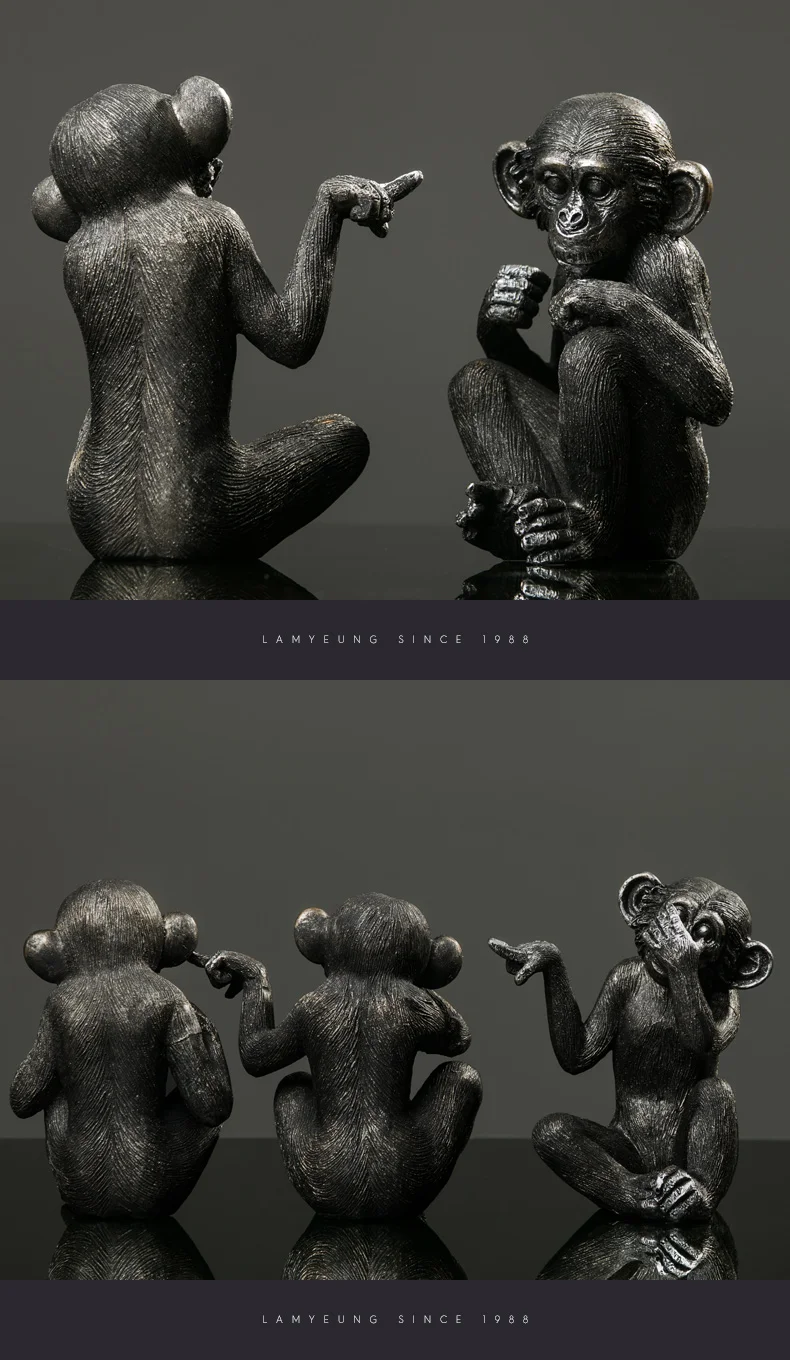 Скульптура Животного Фигурка обезьяны творческие украшения для дома свадебный подарок современное маленькое украшение ручной работы декоративный домашний декор