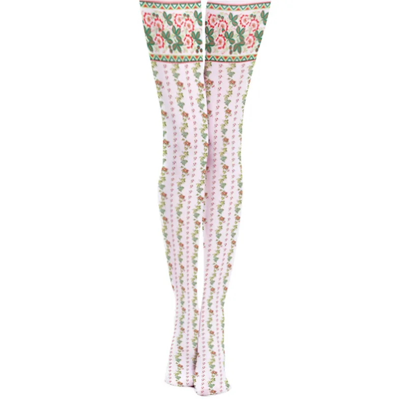 

2017 spring new lace vertical stripes printed pantyhose