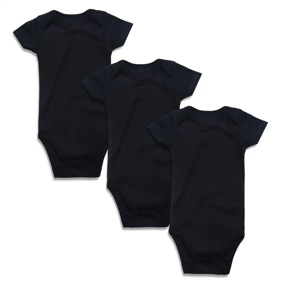 RS-Black-3 3 предмета, боди для новорожденных, унисекс, для малышей, хлопок, простые черные боди, короткий рукав, комплект летней одежды для младенцев, одежда для детей 0-24 месяцев - Цвет: RS-Black-3