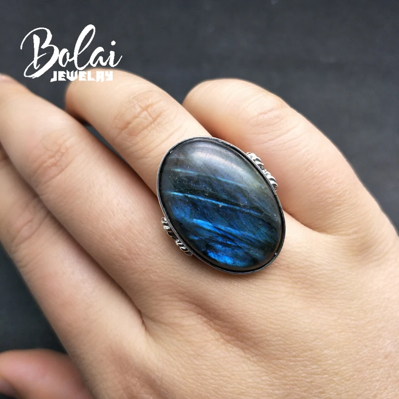 Bolaijewelry, серебро 925 пробы, натуральный лабрадорит, Овальный драгоценный камень, хорошее ювелирное изделие, драгоценный камень унисекс, кольца для девушек, Подарок на годовщину