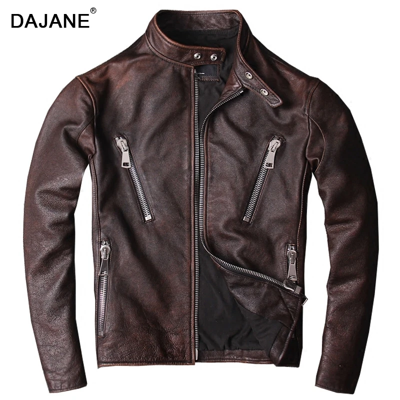 

heroes Japanese men genuine leather restoring ancient ways genuine leather coat collar Stone mill do old layer cow genuine leath