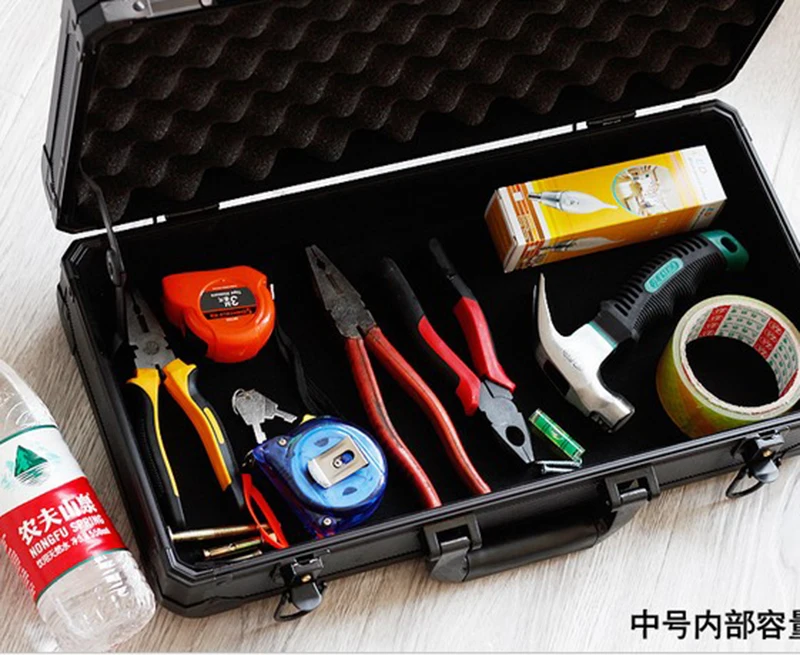 Aluminum Tool case suitcase toolbox File box Impact resistant safety case equipment camera case with pre-cut foam lining