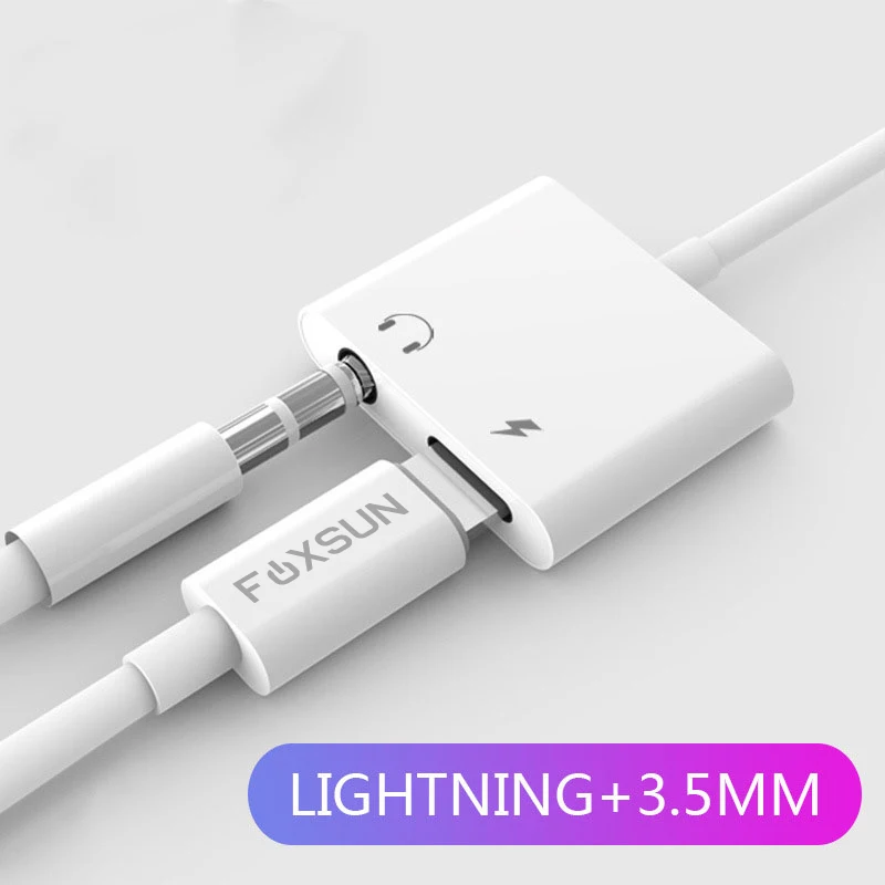 2 in 1 For Lightning to 3 5mm Headphone Jack Adapter Charging Music for iPhone X iPhone 8 8 Plus iPhone7 7 Plus 6S 6 iPod iPad