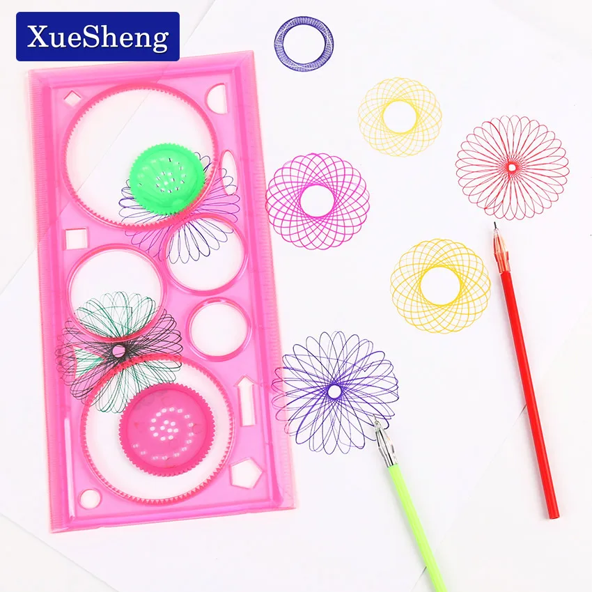 Многофункциональная пластиковая линейка Спирограф для детей 2 шт.|plastic ruler|spirograph