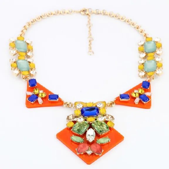 

2017 Real Trendy Women Collier Maxi Necklace Collares New Fashion Multicolour Crystal Statement Necklace Factory Wholesale