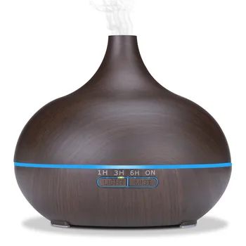 

VVPEC Aroma essential Oil Diffuser Ultrasonic Air Humidifier with Wood Grain 7 Color Changing LED Lights for Office Home Bedro