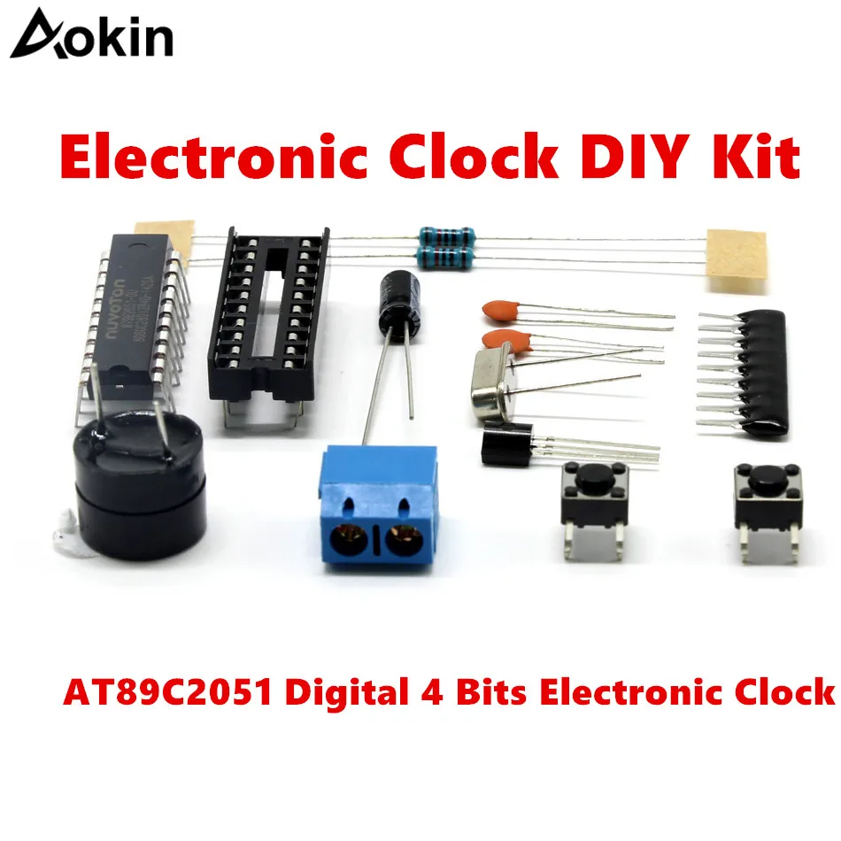 AT89C2051 цифровой 4 биты электронные часы производственный комплект DIY