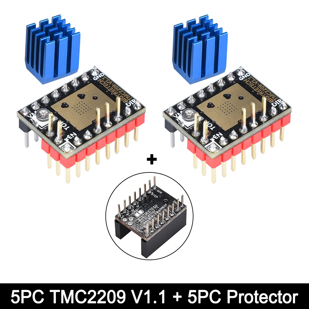 5 قطعة BIGTREETECH TMC2209 V1.1 محرك متدرج سائق UART + 5 قطعة حامي 3D طابعة أجزاء tmc2208 Ramps 1.4 SKR MKS لوحة تحكم