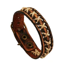 Модные Винтажные плетеные браслеты из телячьей кожи ручной работы в этническом стиле, женские и мужские браслеты, ювелирные изделия с пряжкой на ремне коричневого цвета