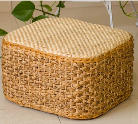 

Natural Handmade Water Hyacinth Square Floor Pouf Ottoman Meditation Cushions Seat stool