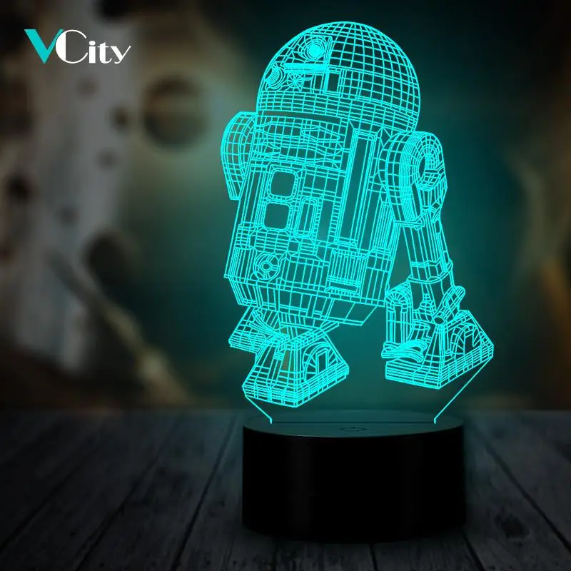 VCity R2D2 Робот 3D ночник светодиодный USB Освещение настроения многоцветный фильм вентиляторы коллекция Luminaria подарки для кинолюбителей домашний декор