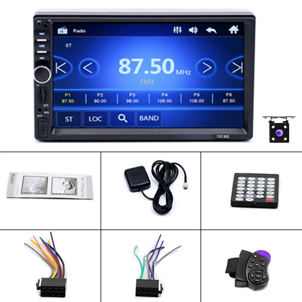 Дешево Podofo 2 din автомагнитола 7 font b gps b font навигация авто с картой Bluetooth многоязычный Реверсивный четыре фары