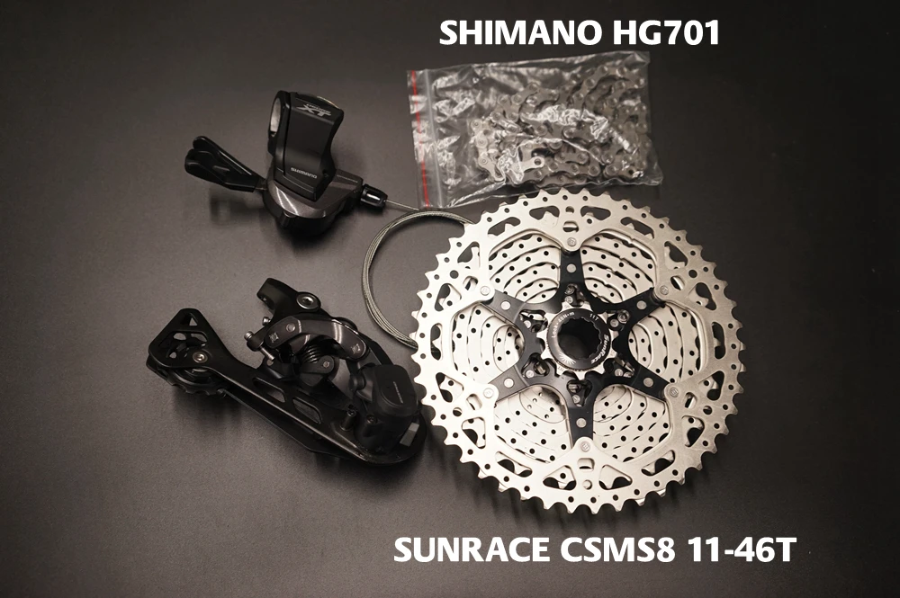 Shimano Deore XT M8000 11 speed Groupset задний переключатель SGS+ правый триггерный переключатель передач+ zracing& sunracing 11-50T 11-52T кассета - Цвет: S8 46T silver HG701