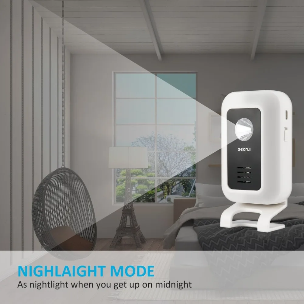 Securi WM7 Split WIFI Wireless Welcome Doorbell Alarm with Smart Motion Sensor Curtains Infrared Motion Detector
