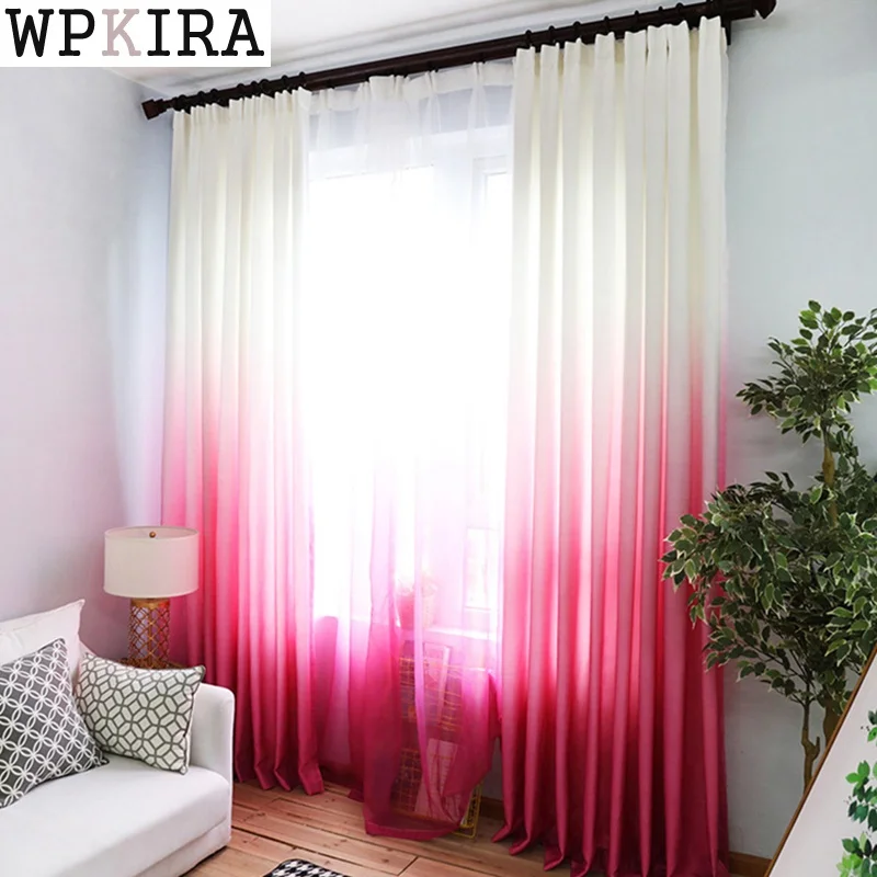 

Pink Purple Curtains For the Living Room Green Gradient Semi-blackout Cloth Drapes For the Bedroom Blue Tulle Cortinas wp185&30