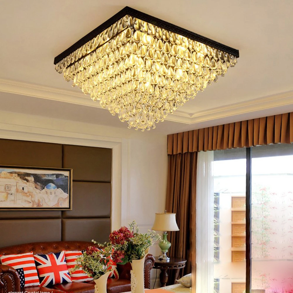 

led e14 European Iron Crystal Tear Drops Lamparas De Techo Ceiling Lights.LED Ceiling Light.Ceiling Lamp For Foyer Bedroom