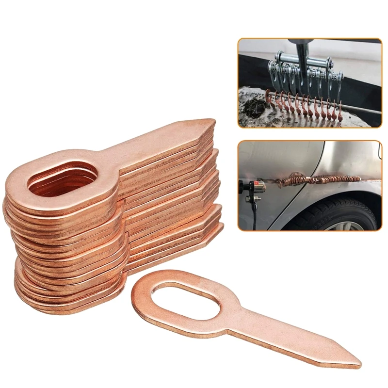 

50Pcs Copper Plated Oval Dent Puller Rings Car Body Paintless Lifter Puller Kit Dent Removal Repair Tool Auto Accessories