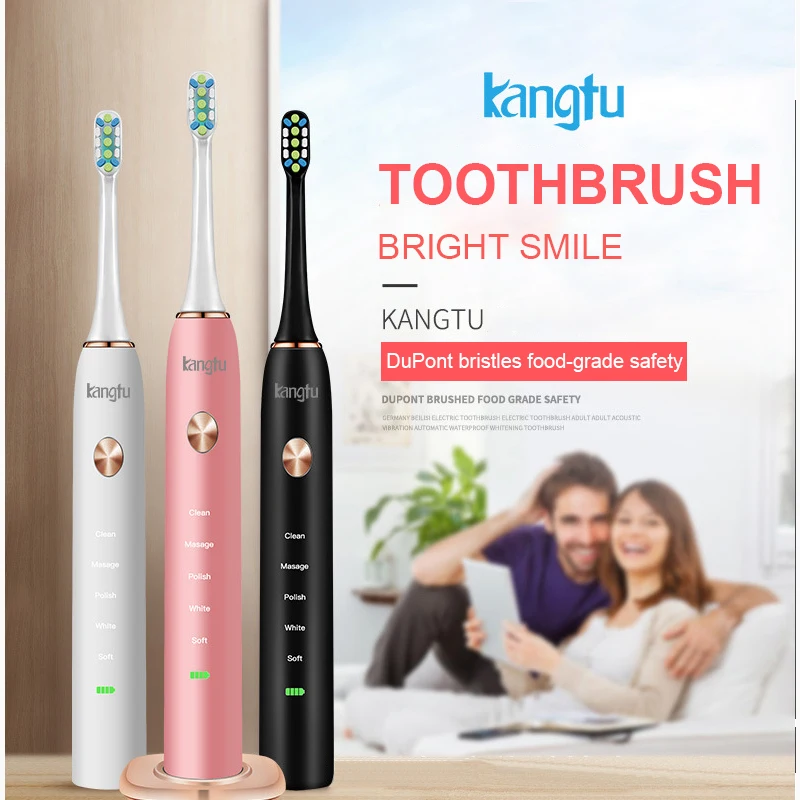 

KANGTU Sonic Electric Toothbrush Wireless Induction 5 Cleaning Modes Rechargeable Toothbrush Soft Brush Traveling Birthday Gift