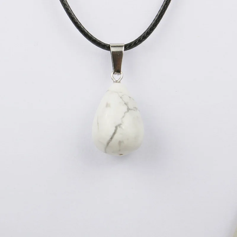 Натуральный камень кулон Стразы-нашивки кристалл агат ожерелье хорошее качество ожерелье - Окраска металла: White Turquoise
