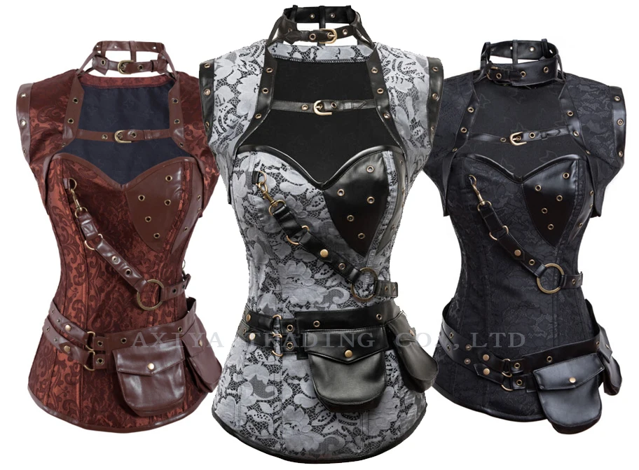 Plus size Steampunk Corset top New Gothic Steel Boned Corsets Bustier