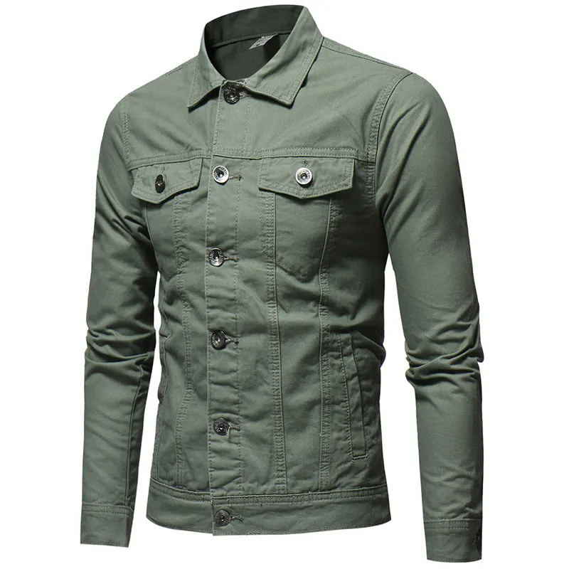 

Simple Basic Daily Men's Multi-pockets Soft Trucker Jackets for Man Long Sleeves Coats Slim fit 2019 Male Trench