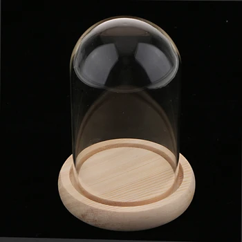 

Wooden Base Glass Cloche Dome Cover Display Jar Centerpiece Tabletop Decoration
