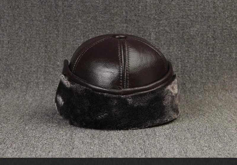 SILOQIN мужская шапка из натурального меха кожаные кепки первый Слои теплые Бейсбол Кепки среднего преклонного возрста зимние наушники Мужской Bone Утепленная одежда шляпа