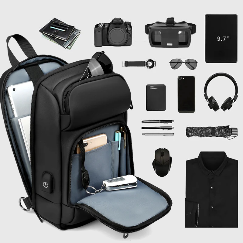 EURCOOL الأسود الصدر حزم الرجال USB شحن عارضة الكتف Crossbody أكياس المياه طارد السفر حقيبة ساعي الذكور n1820 EURCOOL الأسود الصدر حزم الرجال USB شحن عارضة الكتف Crossbody أكياس المياه طارد السفر حقيبة ساعي الذكور n1820