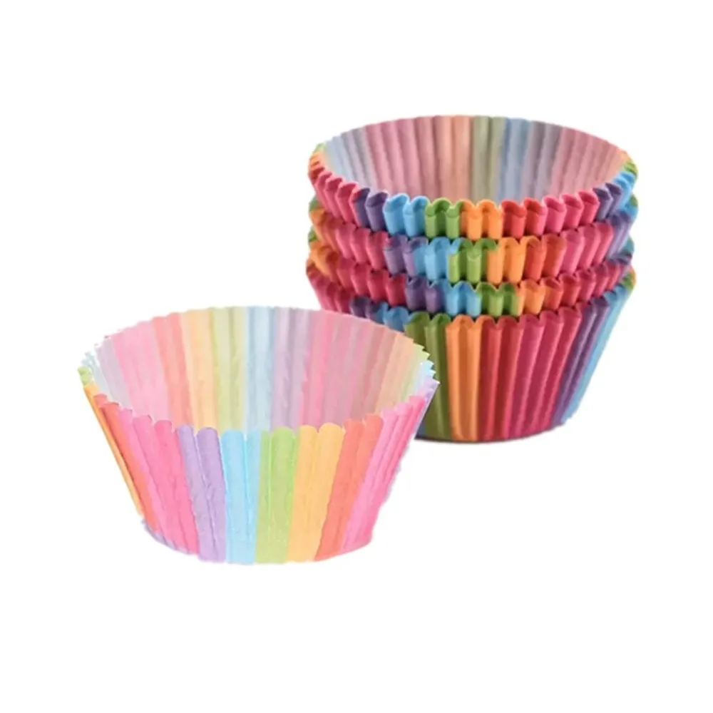 100 Pcs Cupcake Paper Baking Cup Rainbow Color Cupcake Liners Muffin