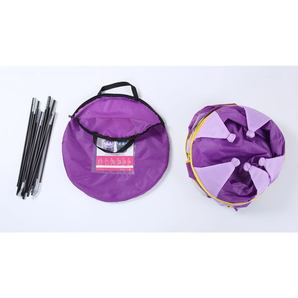 Foldable Kids Girl Purple Castle Play House Indoor Outdoor Pop Up Tent Toy