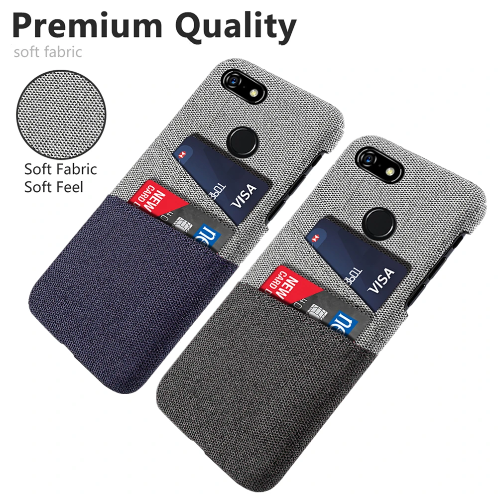 

For Google Pixel 3A Phone Case Retro Farbic Cloth Cards Holder Ultra Slim Anti-Scratch Hard PC Cover For Google Pixel 3A XL Case