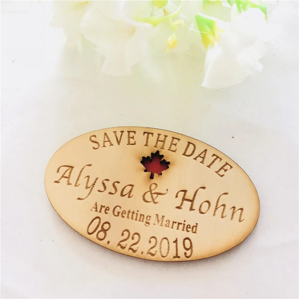  Rustic Wooden Save the Date Magnet for Wedding Wood Magnet with Flower Envelope Unique Wooden Weddi - 32933578776