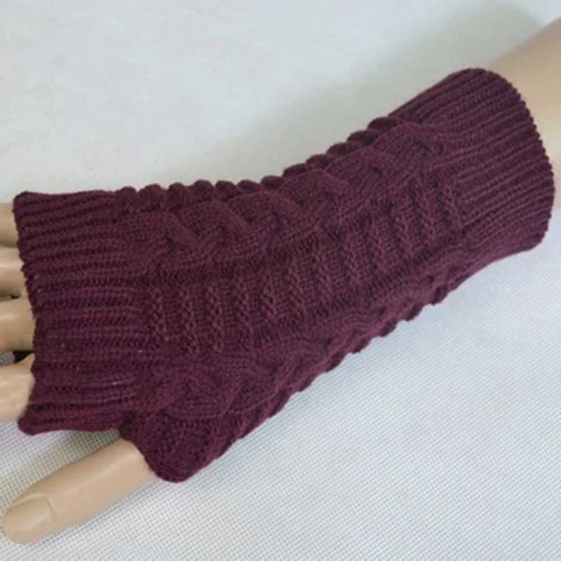 Высококачественные женские перчатки, Стильные теплые зимние перчатки для рук, женские вязаные перчатки из искусственной шерсти, теплые митенки без пальцев