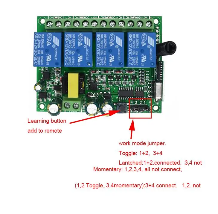 433 mhz AC220V 220 V 4CH RF беспроводной пульт дистанционного управления релейный переключатель системы безопасности для трубчатого двигателя гаражной двери лампа для жалюзи