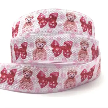 

Bear Print Knot Hair Ties Fold Over Elastic Stretch Bracelet 10yards 16mm