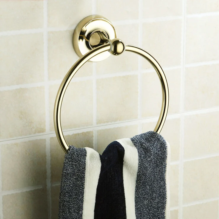 Luxury Gold Color Brass Material Bathroom Towel Ring Toilet Paper