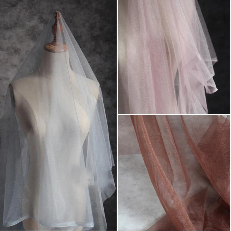 

Ultra-transparent Wedding Gauze Fabric perspective Wear Lace Embroidery Encryption Soft Micro Pearlescent Designer Cloth