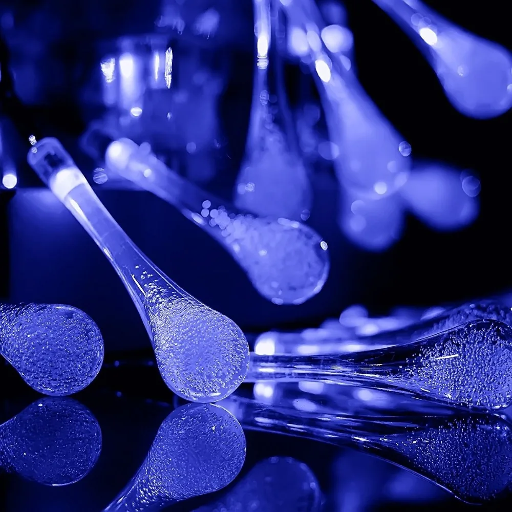 [DBF] Солнечная энергия сказочные гирлянды 20LED Красочные капли дождя солнечное