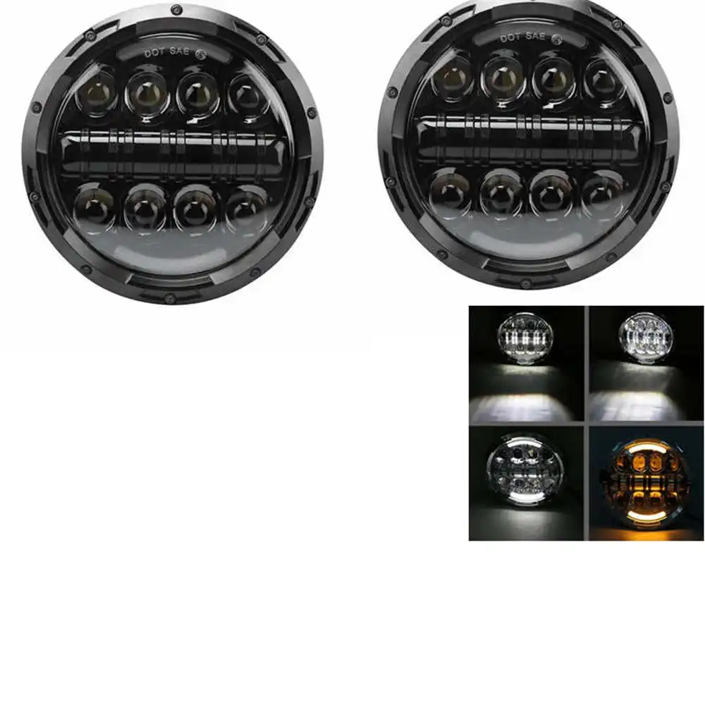 80W Headlight Black 2xFor Лада Нива 7 дюймов светодиодный головной светильник Hi/Low луч светильник Halo угол глаза DRL налобный фонарь для Jeep Wrangler Off Road 4x4 suzuki samurai - Цвет: 80W Headlight Black