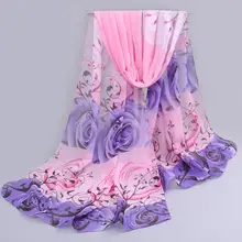 from india promotion 2020 rose print chiffon polyester scarves woman thin shawl turban belt hijab fashion arabic scarfs wrap qsr