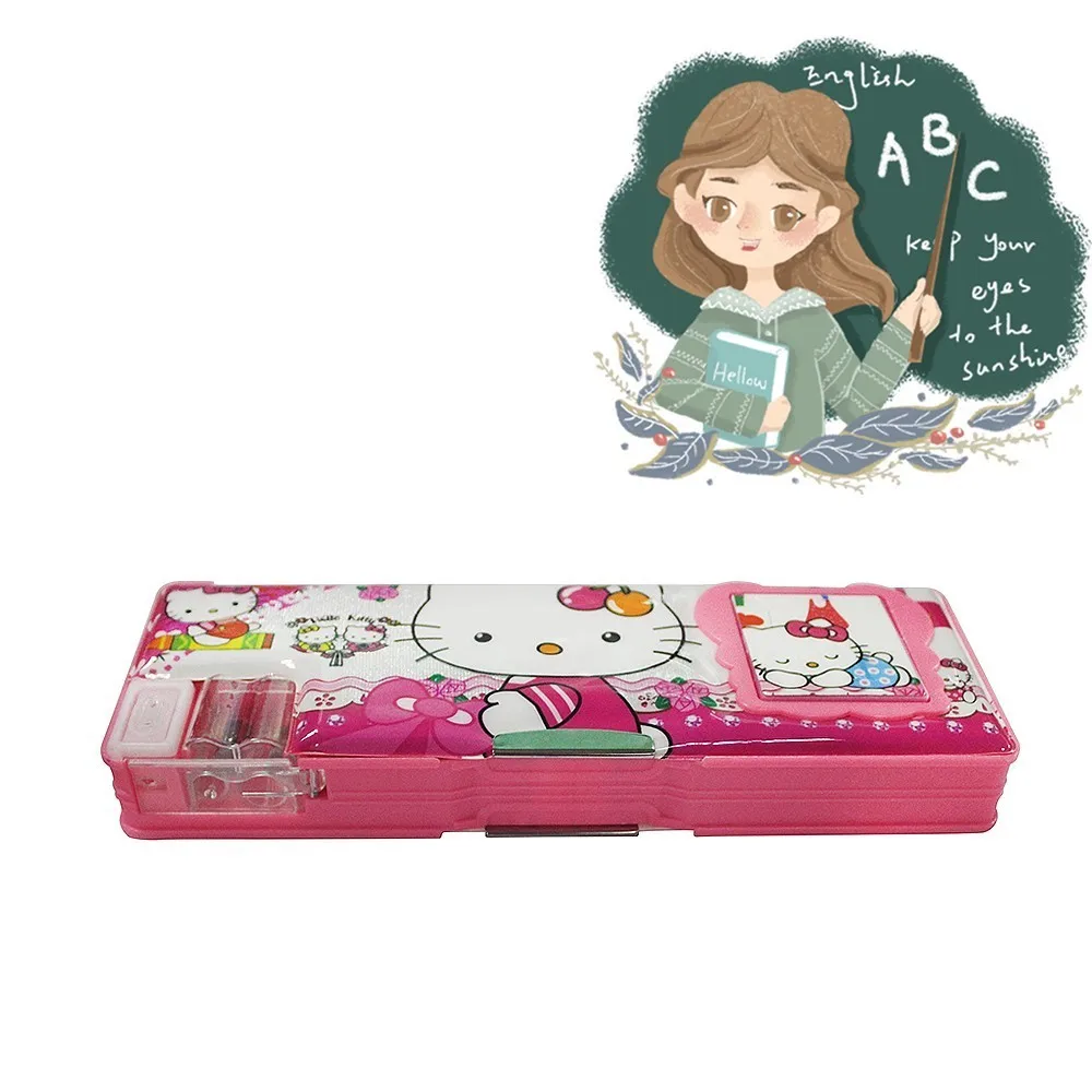 

VC0400006 Cartoon Creative Stationery Box Multifunction Double Child Pencil Case Two Pencil Sharpener Calculator gift